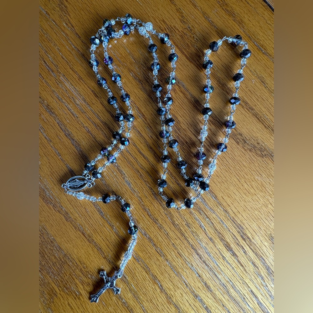 Chic Purple and Silver Handcrafted Beaded Rosary
